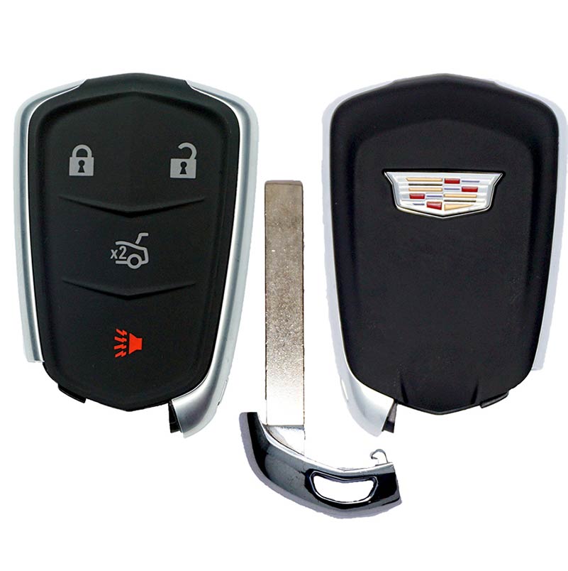 13598506 4 BUTTONS RemoteOverstock Remote Key Fob SHELL CASE Replacement Cover Compatible with 2014-2019 Cadillac Smart Key ATS CTS SRX XTS with FCC ID HYQ2AB or HYQ2EB and P/N’s 13510253 or 13594023 