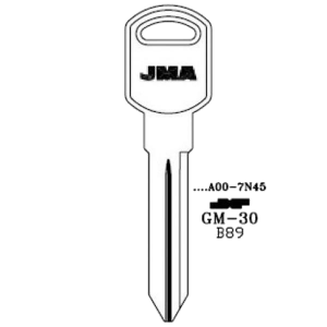 JMA GM DOUBLE SIDED 10 CUT KEY BLANK GM-30 B89 PACK OF 10