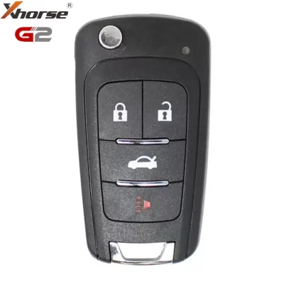 Black car key fob with four buttons: lock, unlock, trunk release, and panic alarm, with Yhorse G2 branding in the top-left.