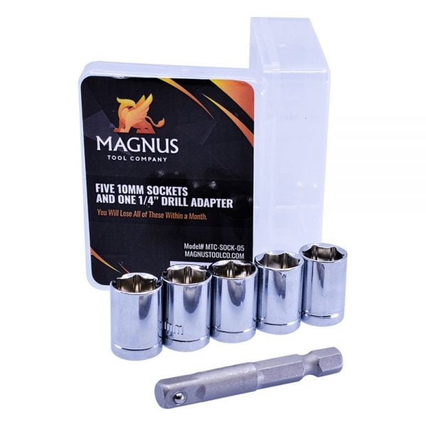 5-PACK 10mm SOCKETS + 1 ADAPTER BY MAGNUS