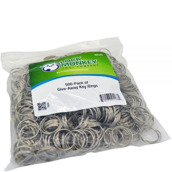 500 PACK OF 3/4" GIVE AWAY KEY RINGS MK340 BY LOCK MONKEY