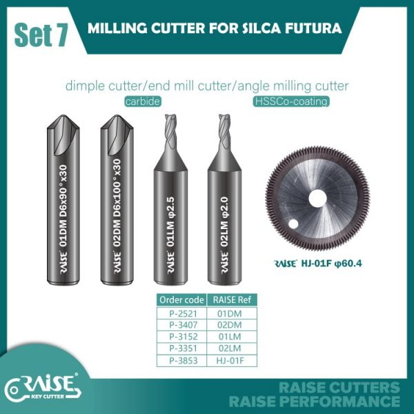 SET OF 5  MILL CUTTERS FOR SILCA FUTURA