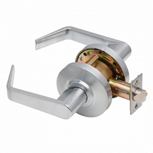 MAXTECH Grade 2 PASSAGE Cylindrical Lock Non-Clutching Angled Lever 3″ Diameter Rose Satin Chrome Finish