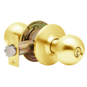 MAXTECH Builders series Grade 2 Entry / Office Cylindrical Knob Lock Set Brass Finish 2-3/4”