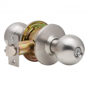 MAXTECH Builders series Grade 2 Entry / Office Cylindrical Knob Lock Set Satin Chrome Finish 2-3/4” backset