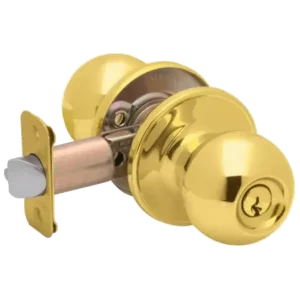 MAXTECH Grade 3 Entry Cylindrical Knob Lock Set Brass Finish 2-3/4” & 2-3/8" Adjustable Backset (Kw1)