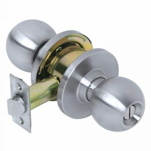 MAXTECH Builders series Grade 3 Privacy Cylindrical Knob Lock Set Satin Chrome Finish 2-3/4” backset