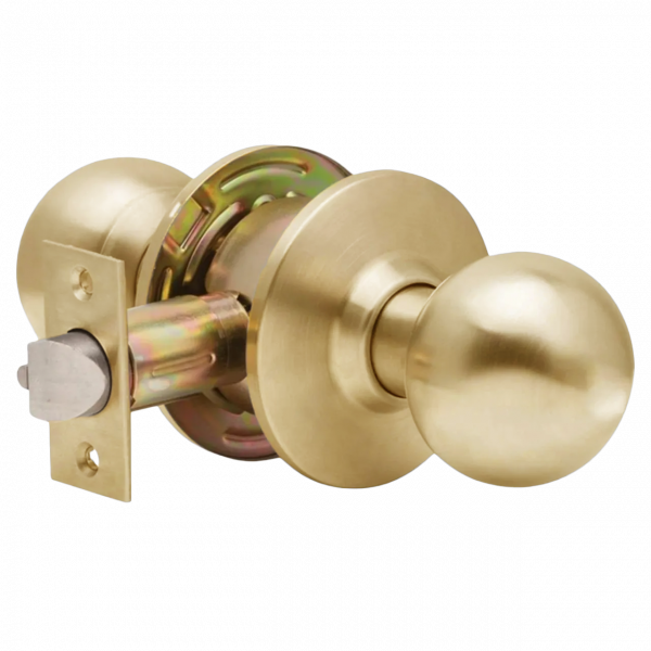 MAXTECH Builders series Grade 3 Passage Cylindrical Knob Lock Set Brass Finish 2-3/4” backset