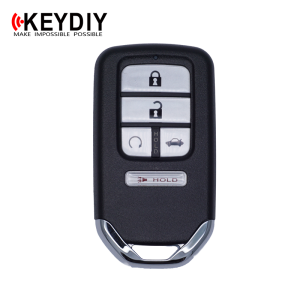 11727N - SFFobs Inc. KeyDIY car key fob with four silver buttons (lock, unlock, trunk/hold) on a black body against a white background.