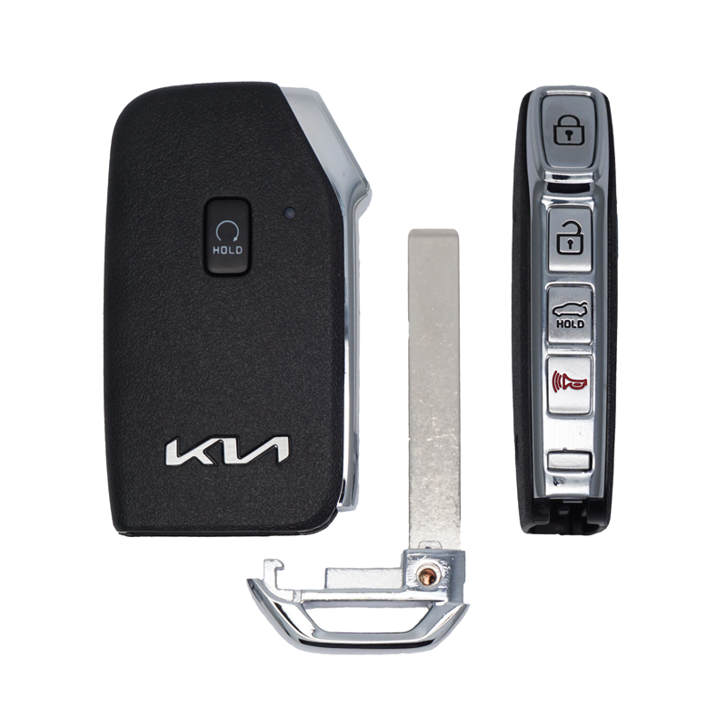 11415FS-main - SFFobs Inc. Kia smart key fob with multiple buttons and a detachable metal key blade shown beside it