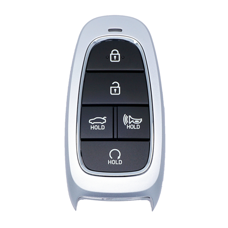 11556A-11561A-front - SFFobs Inc. Car key fob with four buttons: lock, unlock, trunk release, and panic alarm indicators.