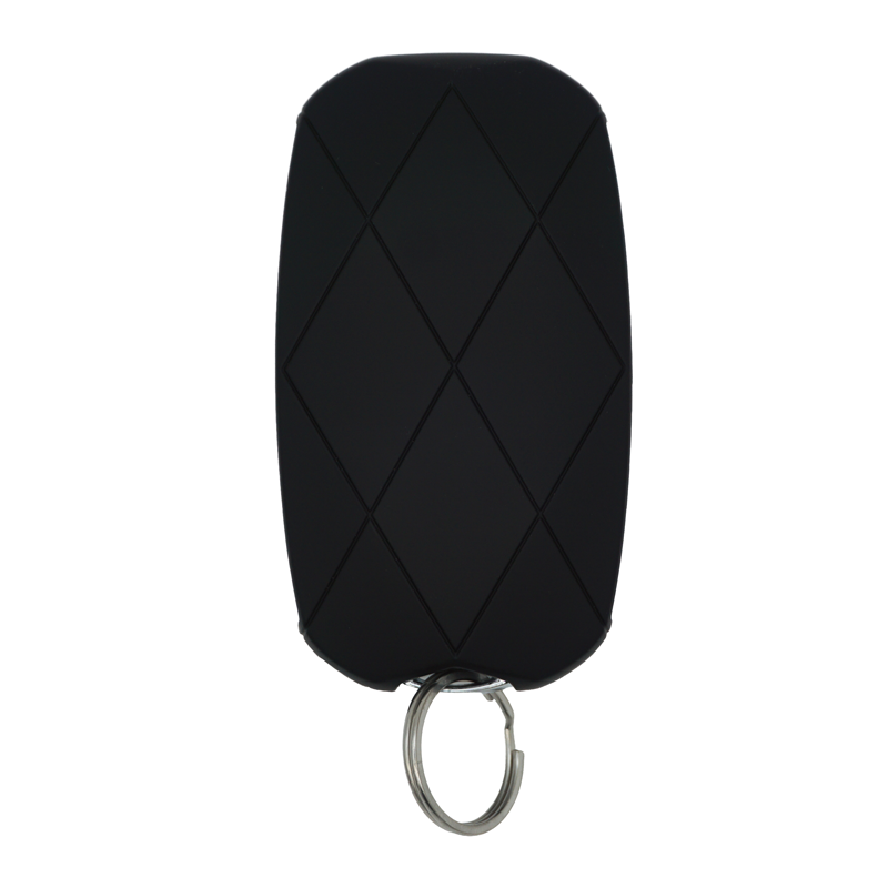 11934-Back-sf - SFFobs Inc. Black car key fob shell with a diamond quilting pattern and a metal key ring at the bottom.