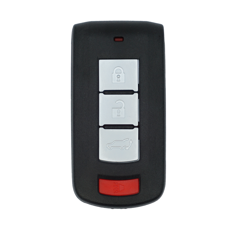 11943U-Sf-Front - SFFobs Inc. Car key fob with lock, unlock, and trunk buttons; red panic button at the bottom.