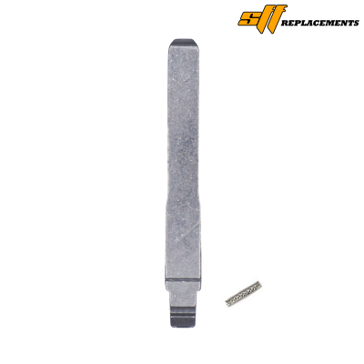 Replacement blade for a precision cutter, showing a long rectangular metal blade with a separate small tip nearby on a white background (Si Replacements branding).